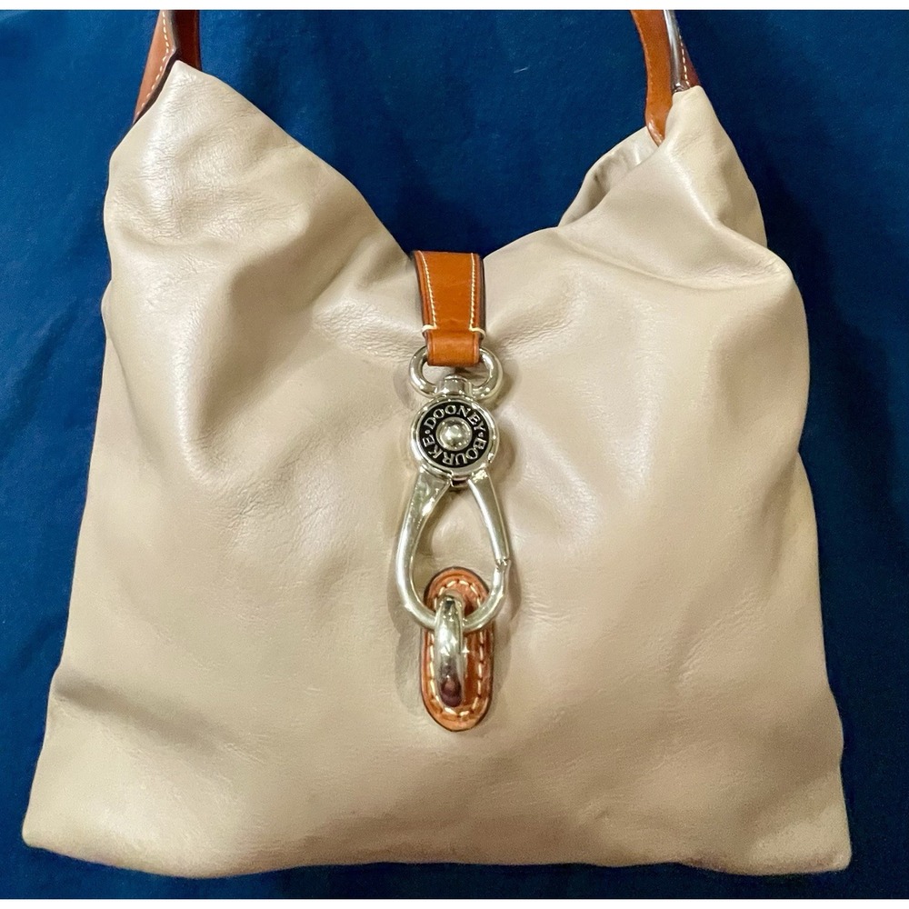 Dooney & Bourke Leather Camel Tan Brown Hobo Shoulder Bag Purse Gold Hardware